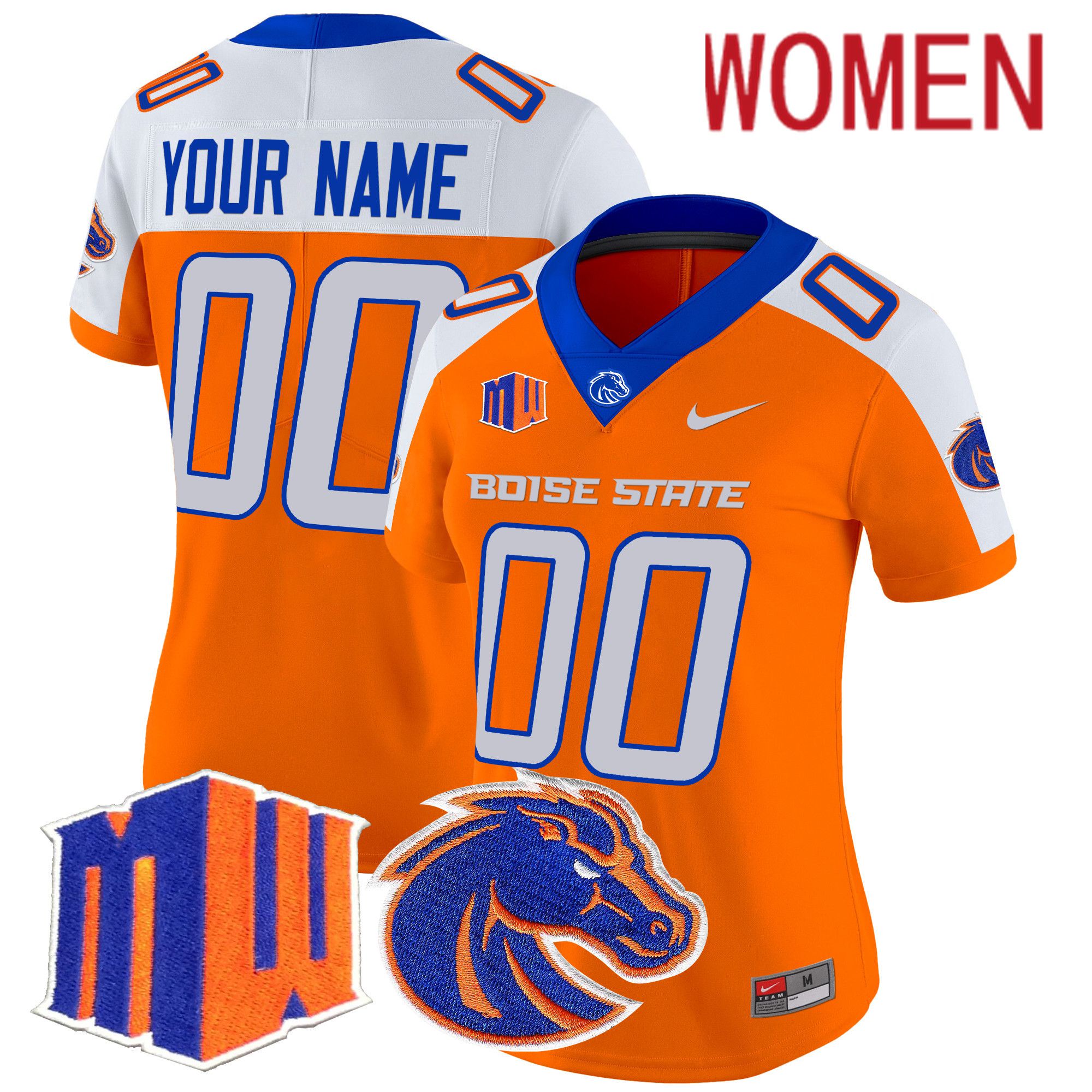 Women Boise State Broncos Orange Nike 2024 Vapor Limited Custom NCAA Jersey style 1->customized ncaa jersey->Custom Jersey